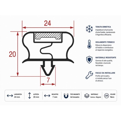 Guarnizione Porta Frigo Ad Incastro 1500X650 Frigo 5124538 New Di.Gi.T. Service SRLS