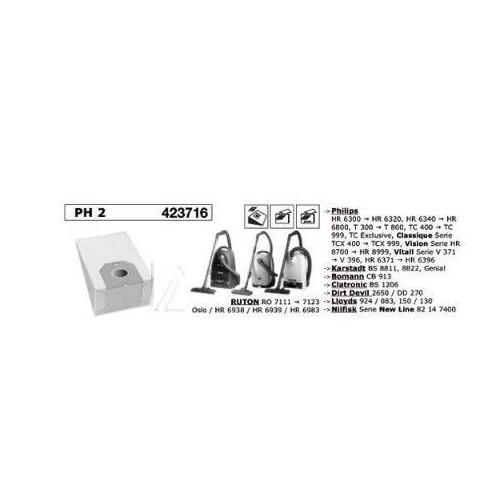 Sacchetti Aspirapolvere 6PZ Philips 000025-K Di.Gi.T. Service